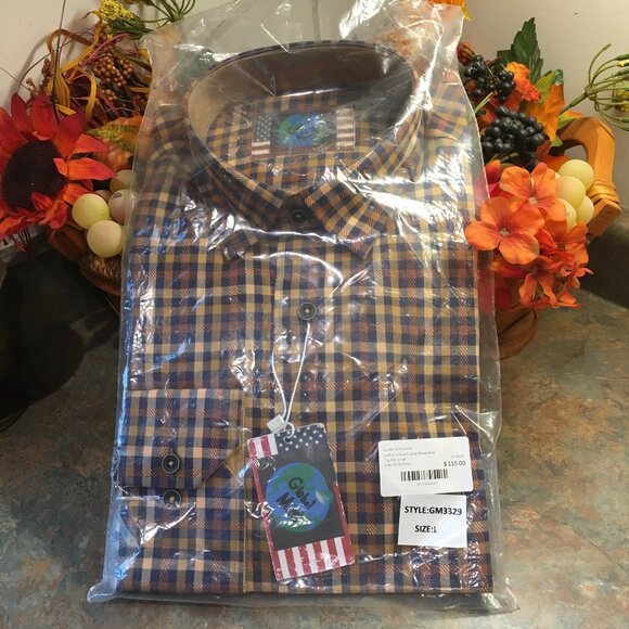 Luchiano Visconti Global Mint Men's Long Sleeve Plaid Shirt-Size Large,New - Picture 1 of 6